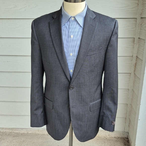 JACK VICTOR Grey Brown Mini Check Plaid‎ Wool Sz 40 R Sport Coat Suit Jacket NEW